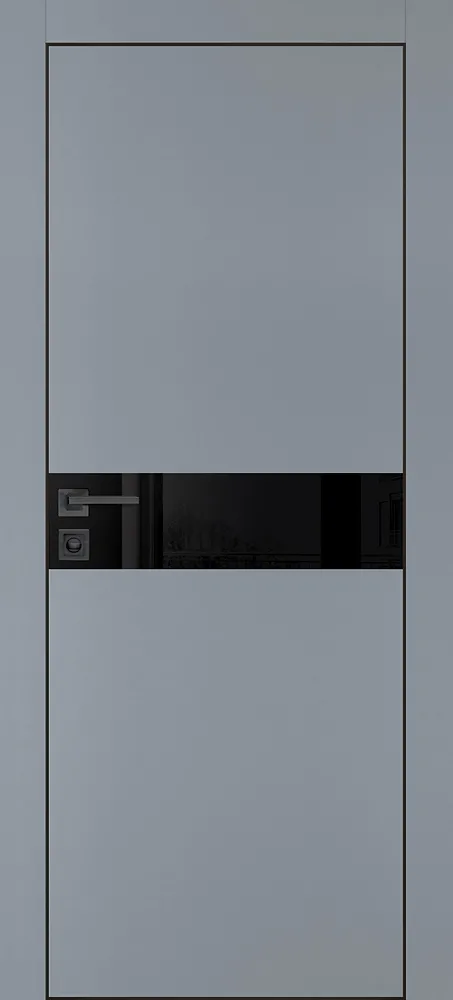 Межкомнатная дверь ПХ-13 черная кромка с 4-х ст. Серый матовый