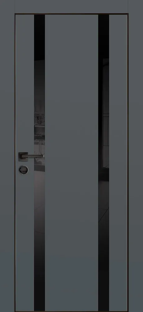 Межкомнатная дверь ПХ- 9  черная кромка с 4-х ст. Графит матовый