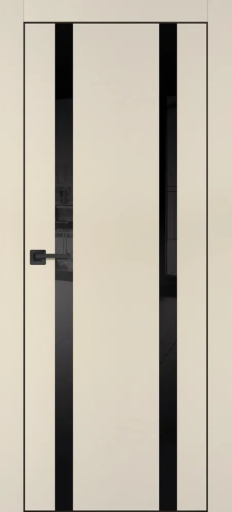 Межкомнатная дверь ПХ-9  черная кромка с 4-х ст. Бежевый матовый